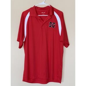 Men's Nebraska Cornhusker Team Red Polo Shirt 100% Polyester Size Large